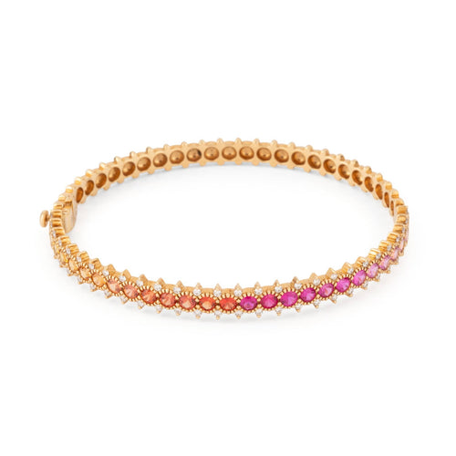 Bracelet Bracelet en or rose, saphirs multicolores et diamants 58 Facettes 1