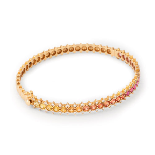 Bracelet Bracelet en or rose, saphirs multicolores et diamants 58 Facettes 1