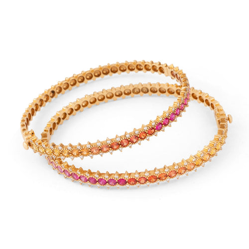 Bracelet Bracelet en or rose, saphirs multicolores et diamants 58 Facettes 1