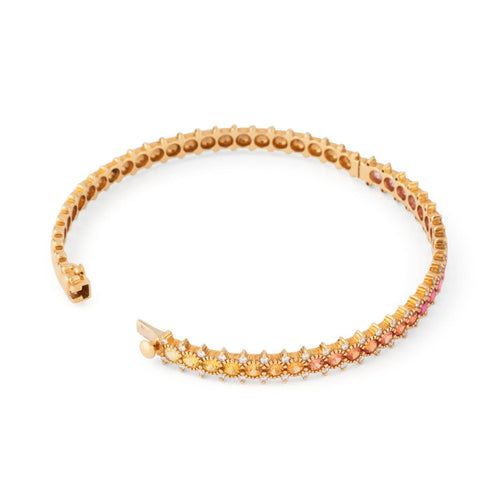 Bracelet Bracelet en or rose, saphirs multicolores et diamants 58 Facettes 1