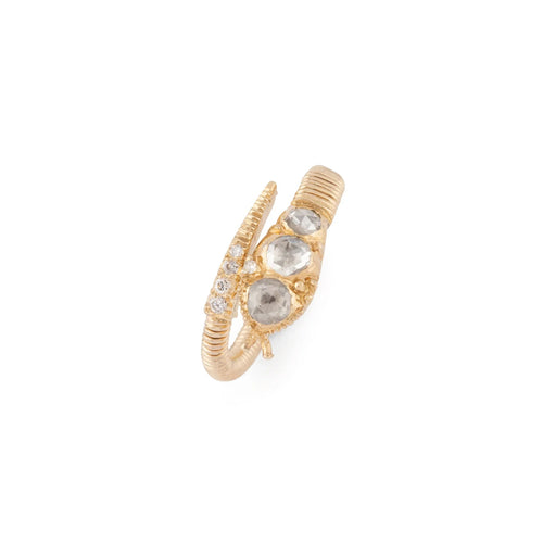 Bague 56 Bague serpent tubogas en or jaune et diamants taille ancienne 58 Facettes 1