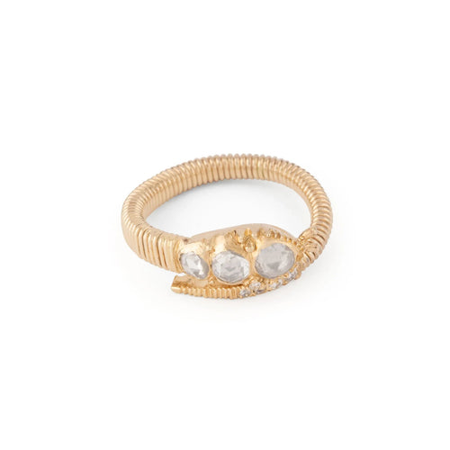 Bague 56 Bague serpent tubogas en or jaune et diamants taille ancienne 58 Facettes 1