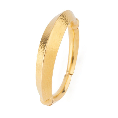 Bracelet Lalaounis - Bracelet jonc ouvrant martelé en or jaune 22k 58 Facettes 1