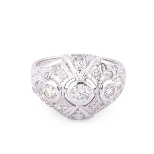 Bague 51 Bague dôme en platine et diamants 58 Facettes 1