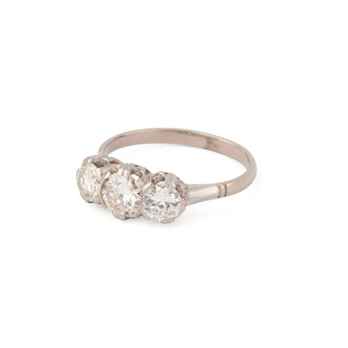 Bague 52 Bague trilogie en platine et 3 diamants taille ancienne 58 Facettes 1