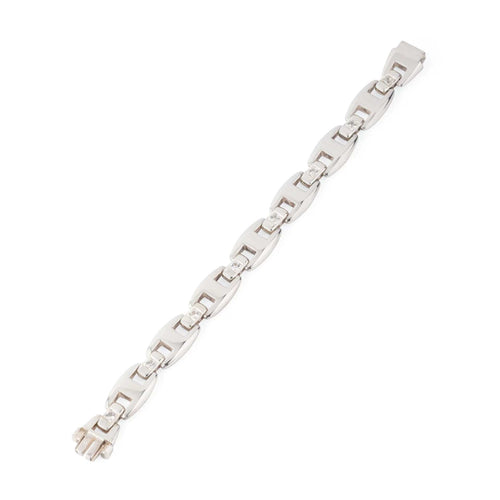 Bracelet Hermès - Bracelet Cassiopé en argent 925 et saphirs blancs 58 Facettes 0