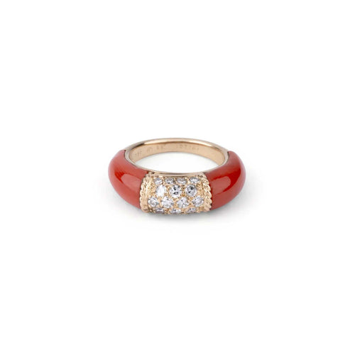 Bague 50 Van Cleef & Arpels - Bague Philippine en or jaune, corail et diamants 58 Facettes 1