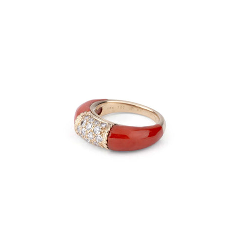 Bague 50 Van Cleef & Arpels - Bague Philippine en or jaune, corail et diamants 58 Facettes 1