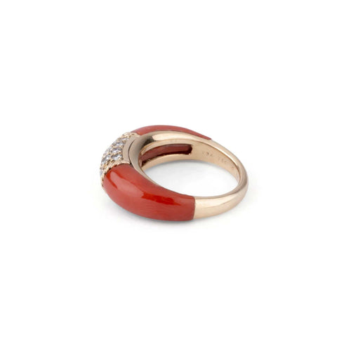 Bague 50 Van Cleef & Arpels - Bague Philippine en or jaune, corail et diamants 58 Facettes 1