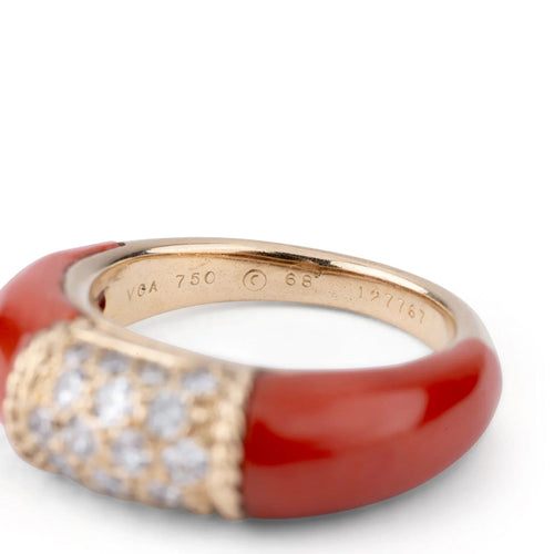 Bague 50 Van Cleef & Arpels - Bague Philippine en or jaune, corail et diamants 58 Facettes 1