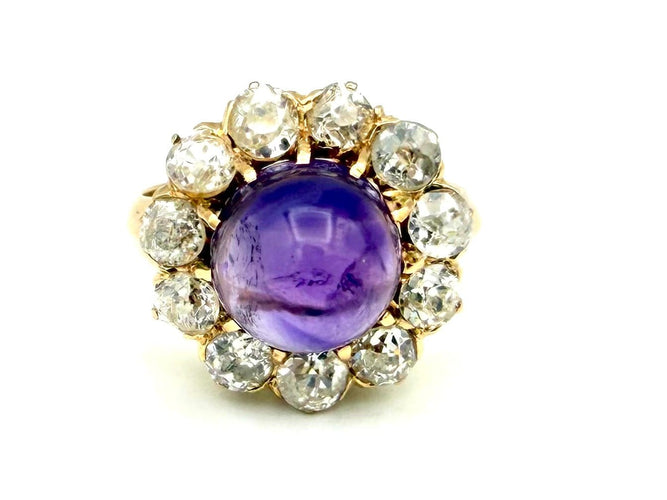 Bague 52 Bague XIXe en or rose 18K, améthyste et diamants 58 Facettes VINTAGE BG