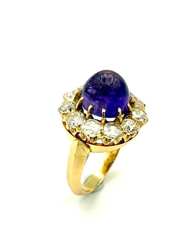 Bague 52 Bague XIXe en or rose 18K, améthyste et diamants 58 Facettes VINTAGE BG