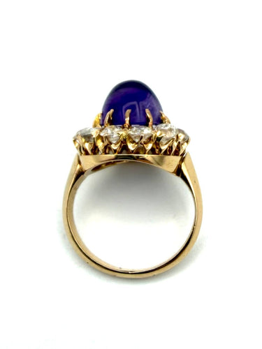 Bague 52 Bague marguerite 19e siècle en or rose 18K, améthyste et diamants 58 Facettes VINTAGE BG