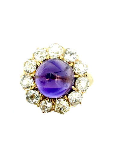 Bague 52 Bague XIXe en or rose 18K, améthyste et diamants 58 Facettes VINTAGE BG