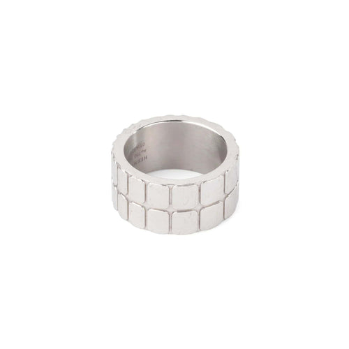 Bague 52 Hermès - Bague bandeau texturé en or gris 58 Facettes 1