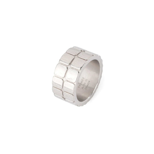 Bague 52 Hermès - Bague bandeau texturé en or gris 58 Facettes 1
