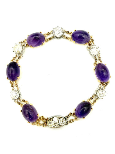 Bracelet Bracelet - Améthystes et diamants en or jaune 18K et platine 58 Facettes VINTAGE BRA