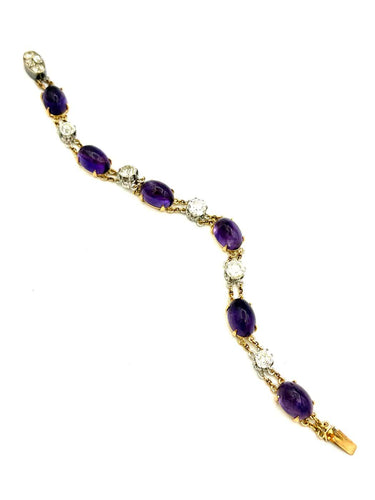 Bracelet Bracelet - Améthystes et diamants en or jaune 18K et platine 58 Facettes VINTAGE BRA