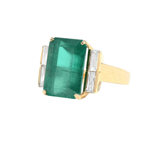 Bague 53 Bague en or jaune avec émeraude de Colombie et diamants 58 Facettes 61300084