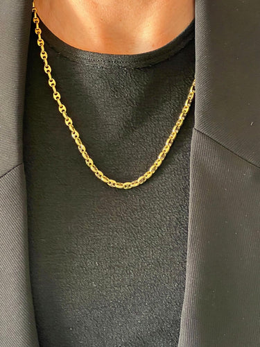 Collier maille grain de café en or jaune 18 carats