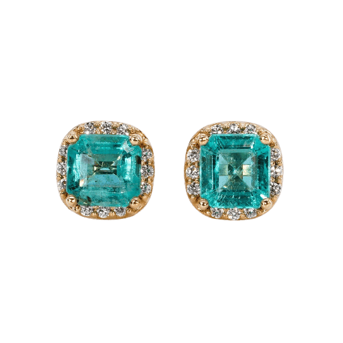 Boucles d'oreilles Boucles d'oreilles en or jaune, émeraudes et diamants 58 Facettes E010