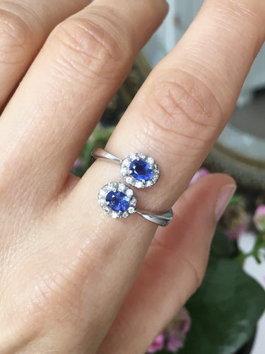 Bague 54 Bague Toi & Moi en or blanc 18K, saphirs et diamants 58 Facettes 263