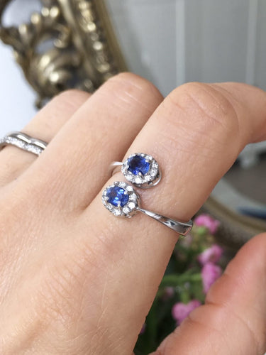 Bague 54 Bague Toi & Moi en or blanc 18K, saphirs et diamants 58 Facettes 263