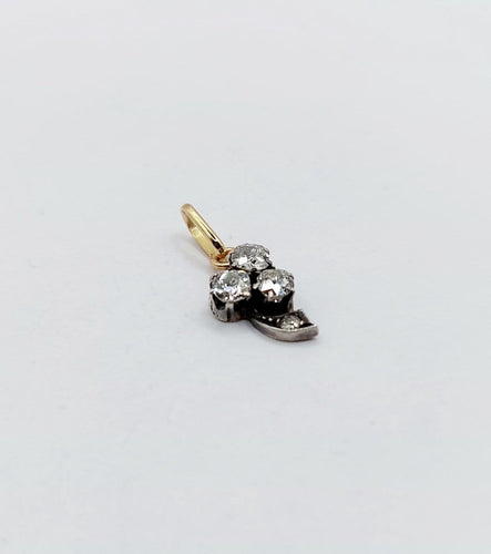 Pendentif Pendentif trèfle antique en or 18k et diamants taille ancienne 58 Facettes A07058