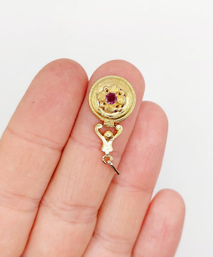 Pendentif Pendentif victorien en or rose 18k, grenat et décorations fleuries 58 Facettes A07105