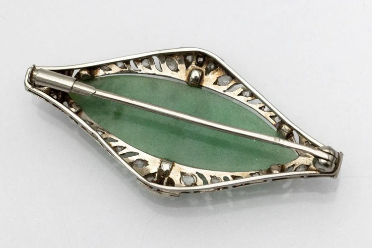 Broche Art Déco - Broche en or blanc, jade et diamants 58 Facettes 10749