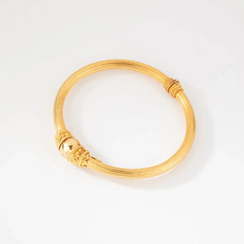 Bracelet Lalaounis - Bracelet jonc ciselé en or jaune 22K 58 Facettes 1