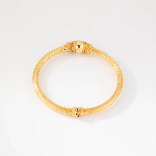 Bracelet Lalaounis - Bracelet jonc ciselé en or jaune 22K 58 Facettes 1