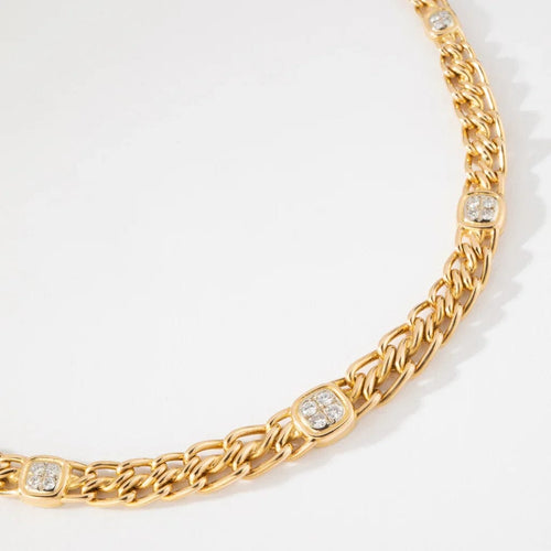 Collier Aldebert - Collier maille gourmette en or jaune 18k et diamant 58 Facettes 1