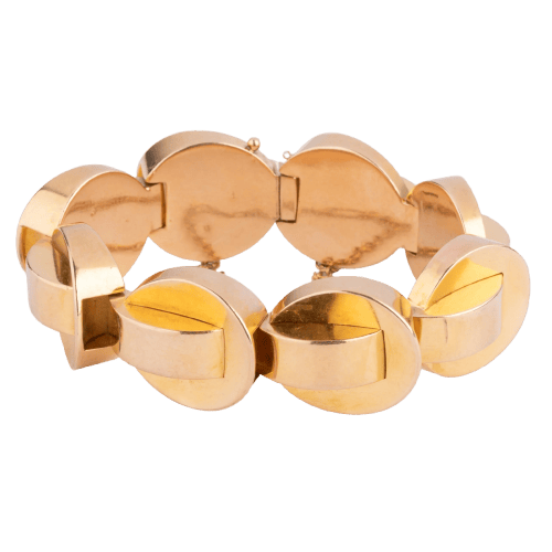 Bracelet Bracelet Tank cercles à volutes en or jaune 18k 58 Facettes 1