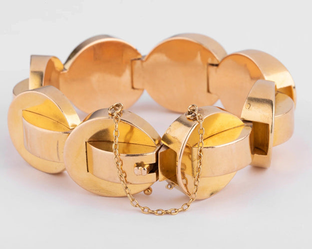 Bracelet Bracelet Tank cercles à volutes en or jaune 18k 58 Facettes 1