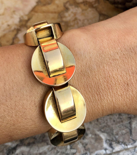 Bracelet Bracelet Tank cercles à volutes en or jaune 18k 58 Facettes 1