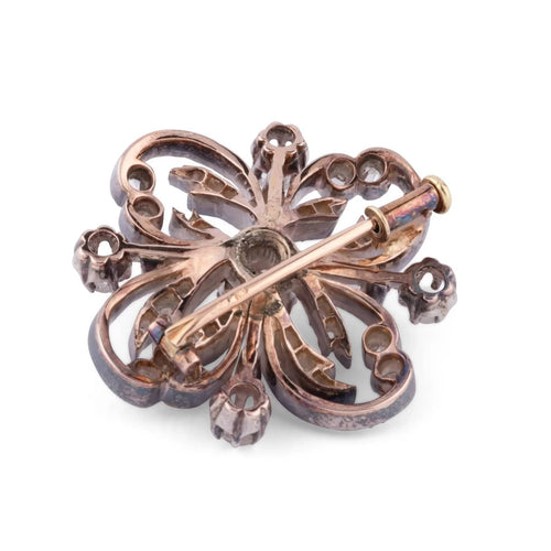 Broche Broche rosace Napoléon III en or, argent et diamants 58 Facettes 1