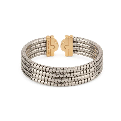 Bracelet Bvlgari - Bracelet Parentesi tubogaz en acier et or jaune 58 Facettes 1