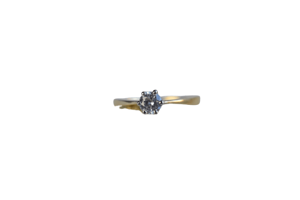 Bague Solitaire - Bague en or jaune 18 K avec pierre blanche 58 Facettes Ref1637