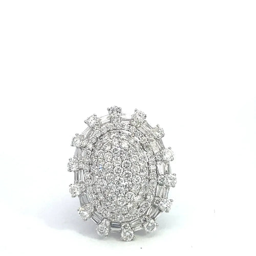 Bague 53 Bague cocktail en or blanc 18 carats et diamants 58 Facettes UN0131