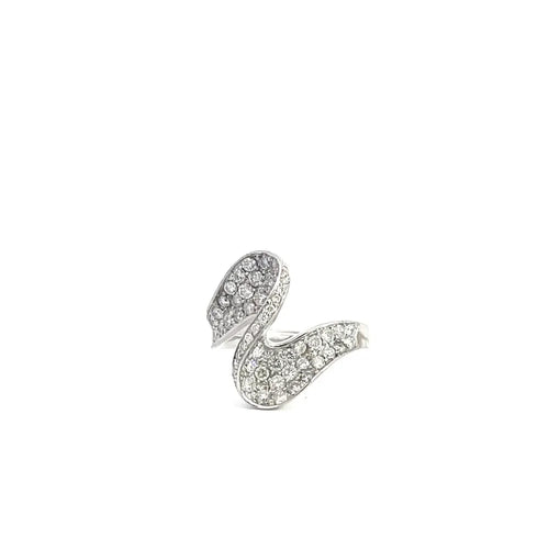 Bague 54 Bague cygne en or blanc 14 carats et pavé de diamants 58 Facettes UN0142