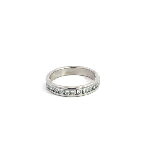Bague 54 Bague demi-éternité en or blanc 14K et diamants 58 Facettes UN0138