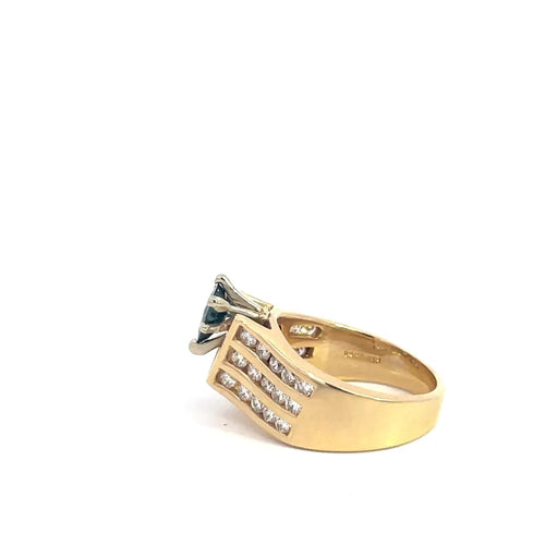 Bague 53 Bague en or jaune 14K avec saphir et diamants 58 Facettes UN0143