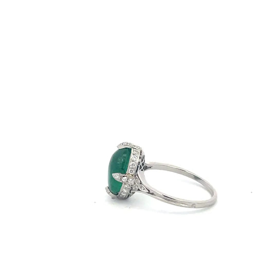 Bague 53 Style Art déco - Bague en platine, émeraude et diamants 58 Facettes UN0152