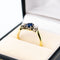 Bague 56 Bague trilogie en or jaune 14k et argent, saphir et diamants taille rose 58 Facettes DD99F1BA82CA487C95521C63ABB5EE54