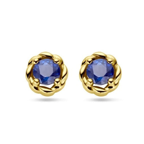 Boucles d'oreilles Boucles d’oreilles puces en or 14k avec saphirs 58 Facettes 7B946659F5864561995C26FB0A669F02