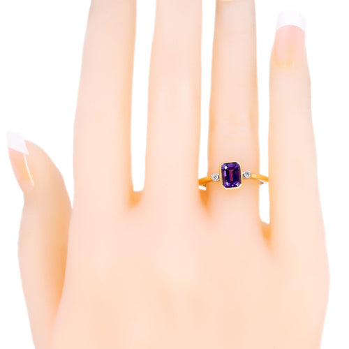 Bague 54 Bague rectangulaire Art déco en or 14k, améthyste et diamants 58 Facettes 476A16F06993499F99665C47E712AA5C
