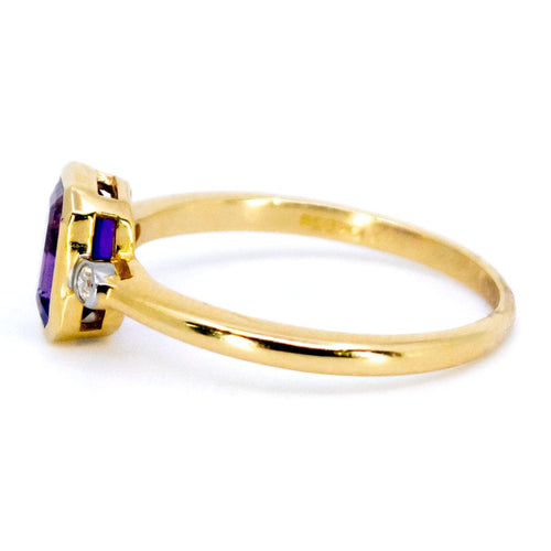 Bague 54 Bague rectangulaire Art déco en or 14k, améthyste et diamants 58 Facettes 476A16F06993499F99665C47E712AA5C