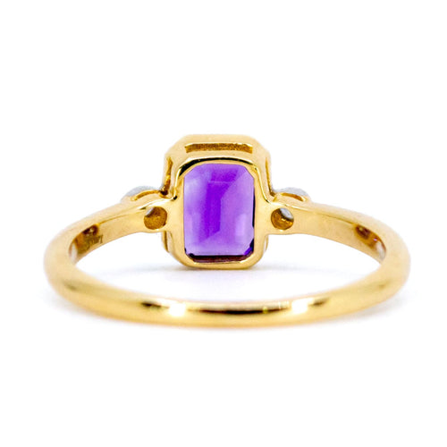 Bague 54 Bague rectangulaire Art déco en or 14k, améthyste et diamants 58 Facettes 476A16F06993499F99665C47E712AA5C