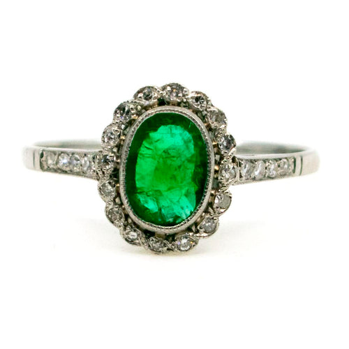 Bague 54 Bague Art déco en platine, émeraude et diamants taille simple 58 Facettes 9FECC400CFD04D54A02EF98FE5C9D00B